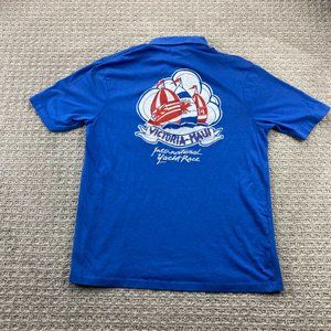 Vintage Polo Shirt Men M Blue Victoria - Maui International Yacht Race 80s USA